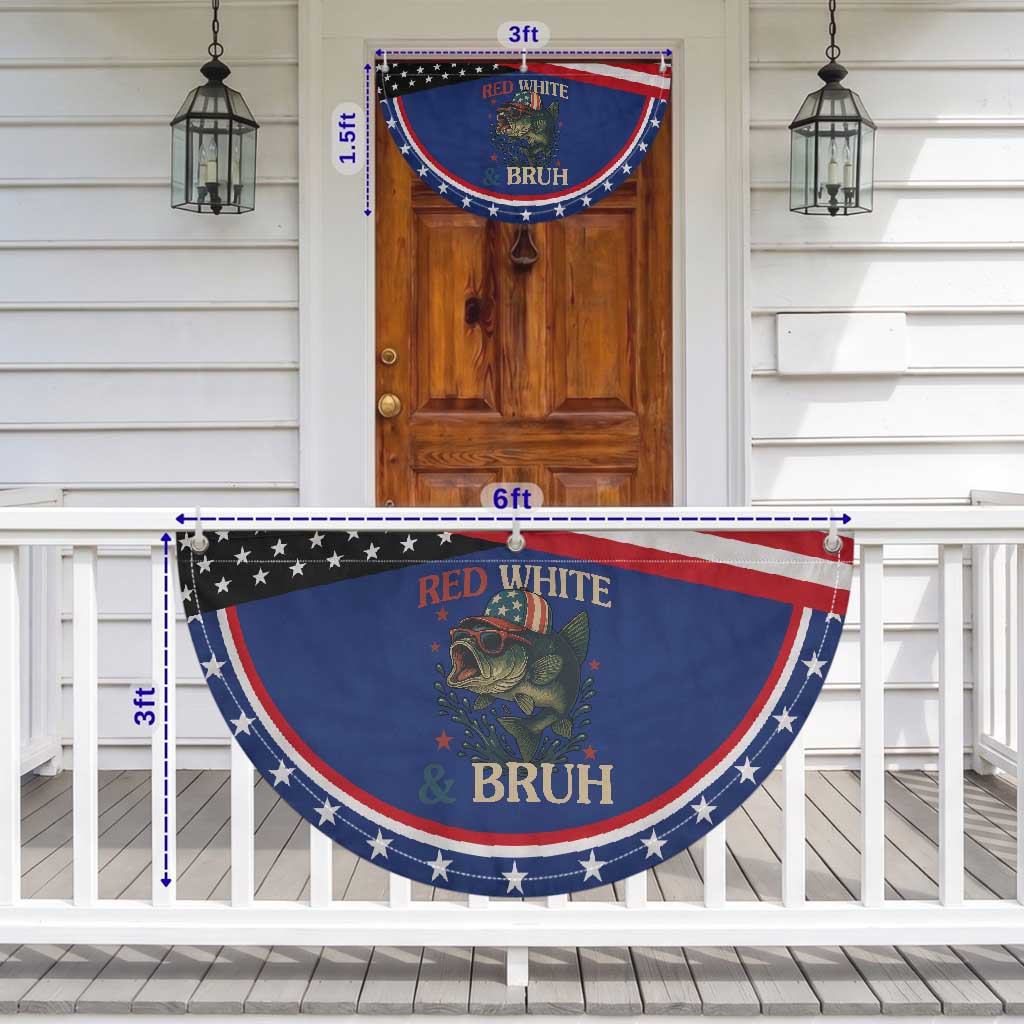 Retro Red White And Bruh Fishing Patriotic Fan Flag Funny Bass 4th Of July