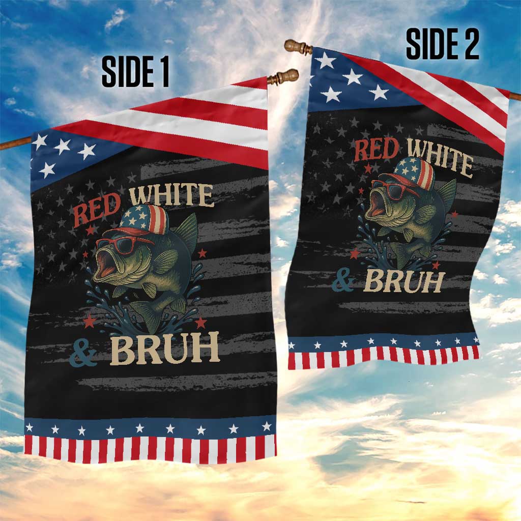 Retro Red White And Bruh Fishing Garden Flag Funny Patriotic Bass 4th Of July TS02 Print Your Wear
