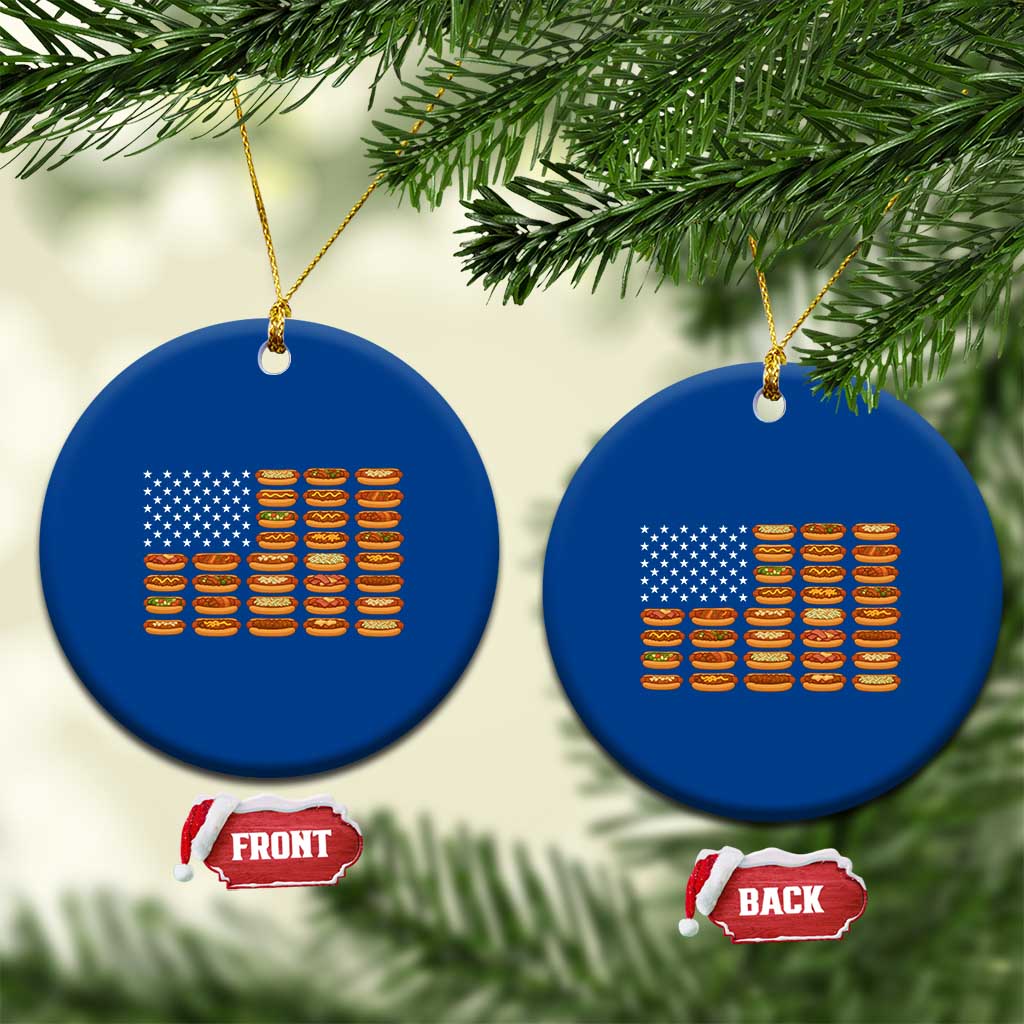 Funny Hot Dog American Flag Ceramic Ornament Patriotic USA 4th of July Summer BBQ Party TS02 1pc Blue Print Your Wear