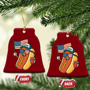 Cool Patriotic Hot Dog Ceramic Ornament Funny 4th of July Cookout 4th of July American Flag TS02 Print Your Wear
