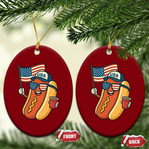 Cool Patriotic Hot Dog Ceramic Ornament Funny 4th of July Cookout 4th of July American Flag TS02 Print Your Wear