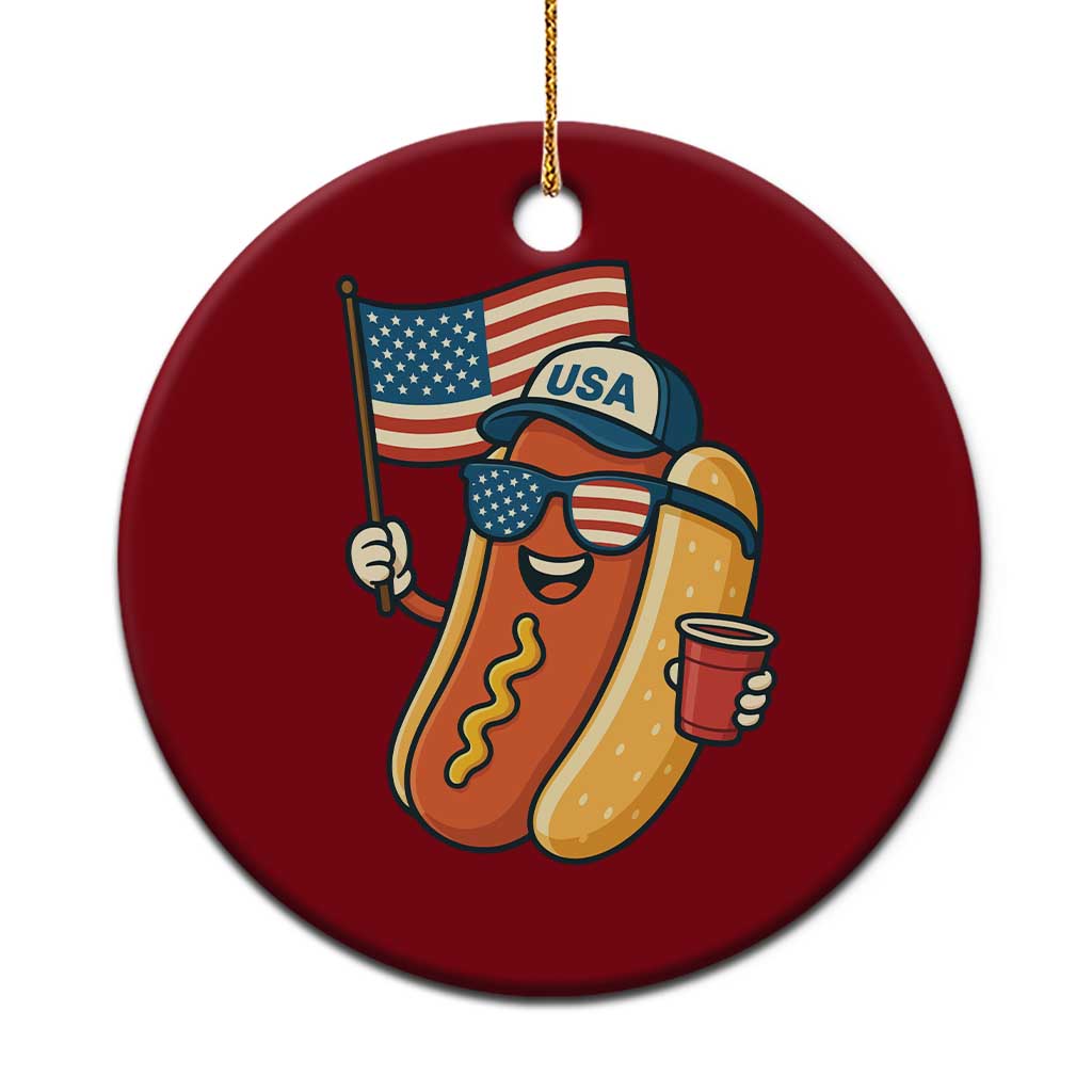 Cool Patriotic Hot Dog Ceramic Ornament Funny 4th of July Cookout 4th of July American Flag TS02 1pc Red Print Your Wear