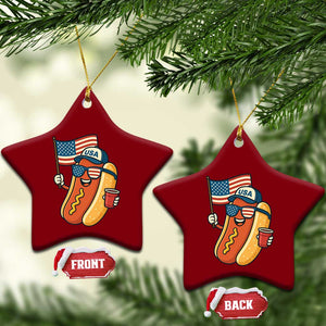 Cool Patriotic Hot Dog Ceramic Ornament Funny 4th of July Cookout 4th of July American Flag TS02 Print Your Wear