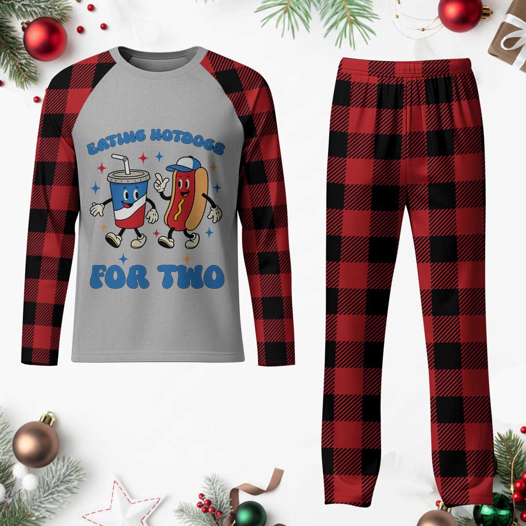 Eating Hotdogs for Two Plaid Pajama Set Cute Pregnancy Announcement Patriotic 4th Of July TS02 Buffalo Plaid Print Your Wear