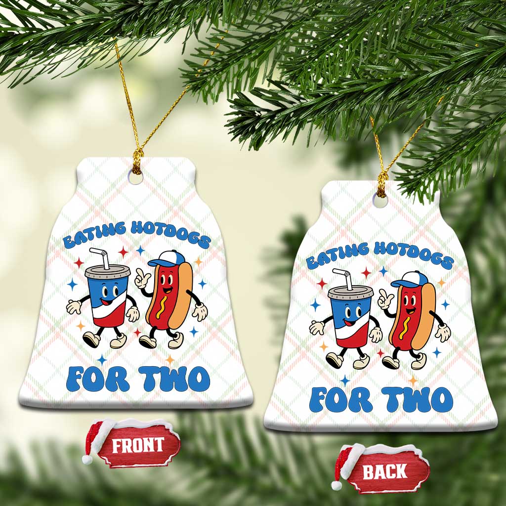 Eating Hotdogs for Two Ceramic Ornament Cute Pregnancy Announcement Patriotic 4th Of July TS02 Print Your Wear
