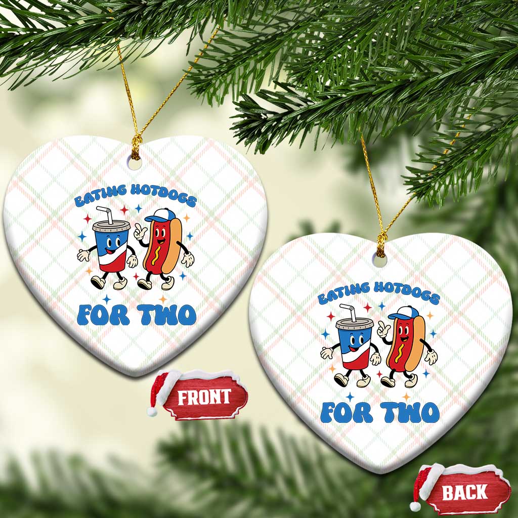 Eating Hotdogs for Two Ceramic Ornament Cute Pregnancy Announcement Patriotic 4th Of July TS02 Print Your Wear