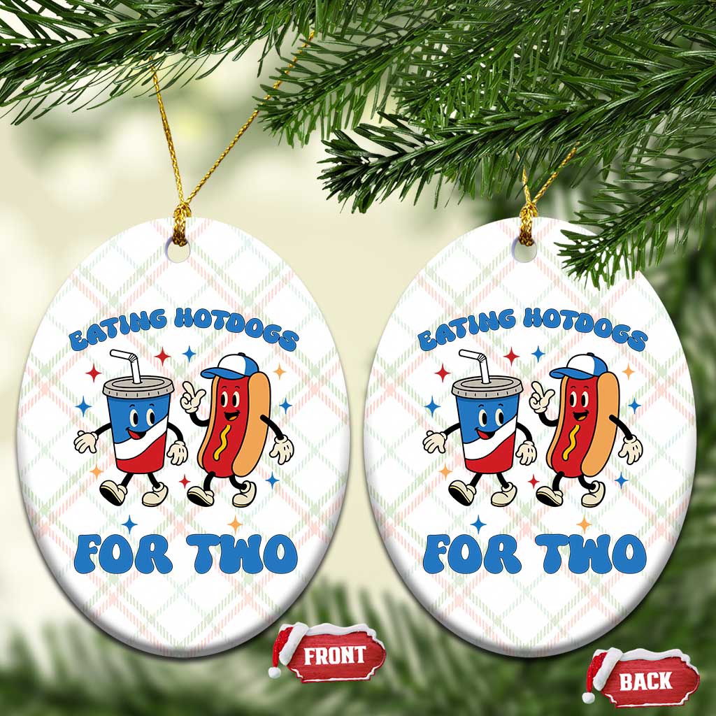 Eating Hotdogs for Two Ceramic Ornament Cute Pregnancy Announcement Patriotic 4th Of July TS02 Print Your Wear