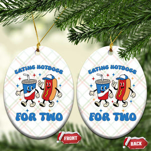 Eating Hotdogs for Two Ceramic Ornament Cute Pregnancy Announcement Patriotic 4th Of July TS02 Print Your Wear