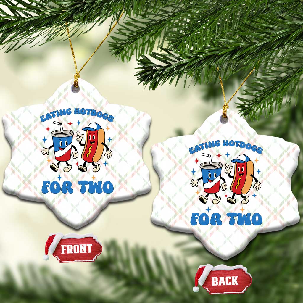 Eating Hotdogs for Two Ceramic Ornament Cute Pregnancy Announcement Patriotic 4th Of July TS02 Print Your Wear