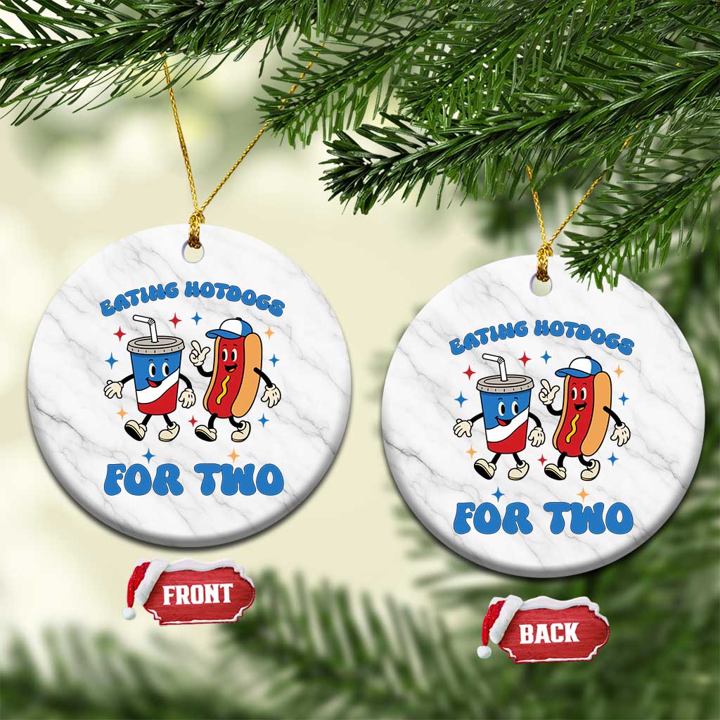 Eating Hotdogs for Two Ceramic Ornament Cute Pregnancy Announcement Patriotic 4th Of July TS02 1pc White Marble Print Your Wear