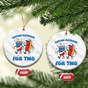 Eating Hotdogs for Two Ceramic Ornament Cute Pregnancy Announcement Patriotic 4th Of July TS02 1pc White Marble Print Your Wear