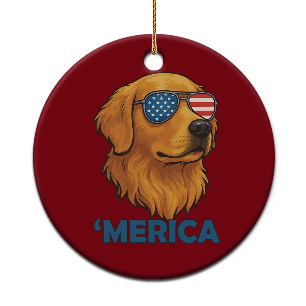 Patriotic Dog 'Merica Ceramic Ornament Golden Retriever Sunglasses Funny 4th Of July TS02 1pc Red Print Your Wear