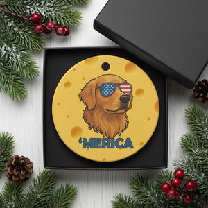 Patriotic Dog 'Merica Ceramic Ornament Golden Retriever Sunglasses Funny 4th Of July TS02 1pc Yellow Cheese Print Your Wear