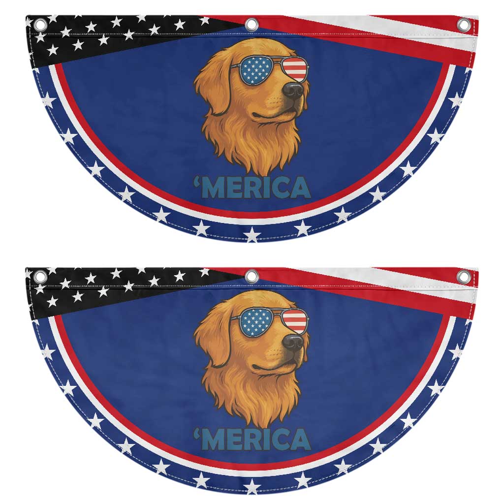 American Dog 'Merica Patriotic Fan Flag Golden Retriever Sunglasses Funny 4th Of July