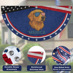 American Dog 'Merica Patriotic Fan Flag Golden Retriever Sunglasses Funny 4th Of July
