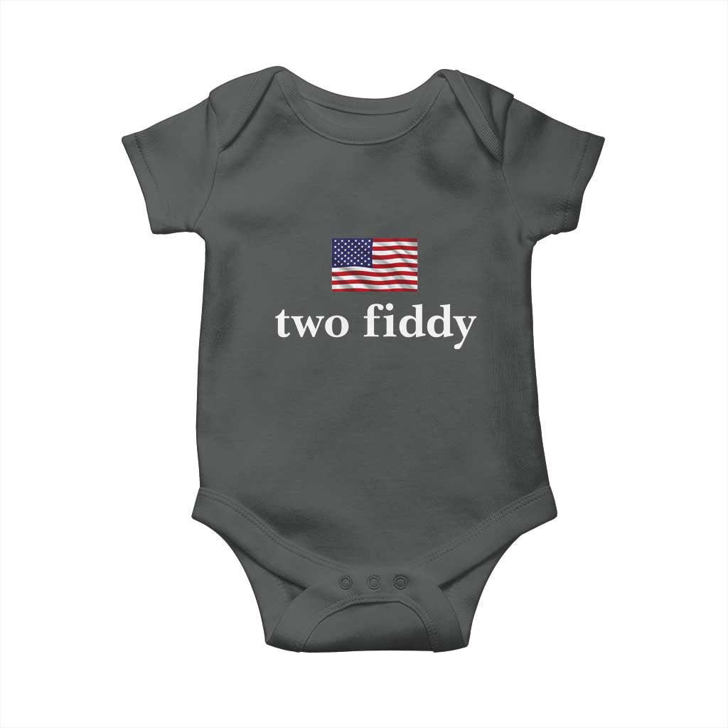 Two Fiddy America 250th Anniversary Minimalist Baby Onesie Funny US American Flag Slang 1776 to 2026 Semiquincentennial
