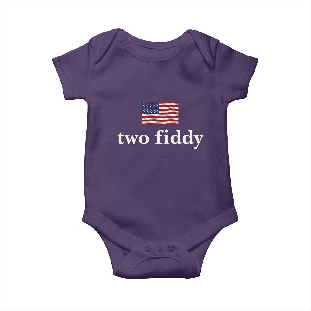 Two Fiddy America 250th Anniversary Minimalist Baby Onesie Funny US American Flag Slang 1776 to 2026 Semiquincentennial