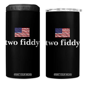 Two Fiddy America 250th Anniversary Minimalist 4 in 1 Can Cooler Tumbler Funny US American Flag Slang 1776 to 2026 Semiquincentennial