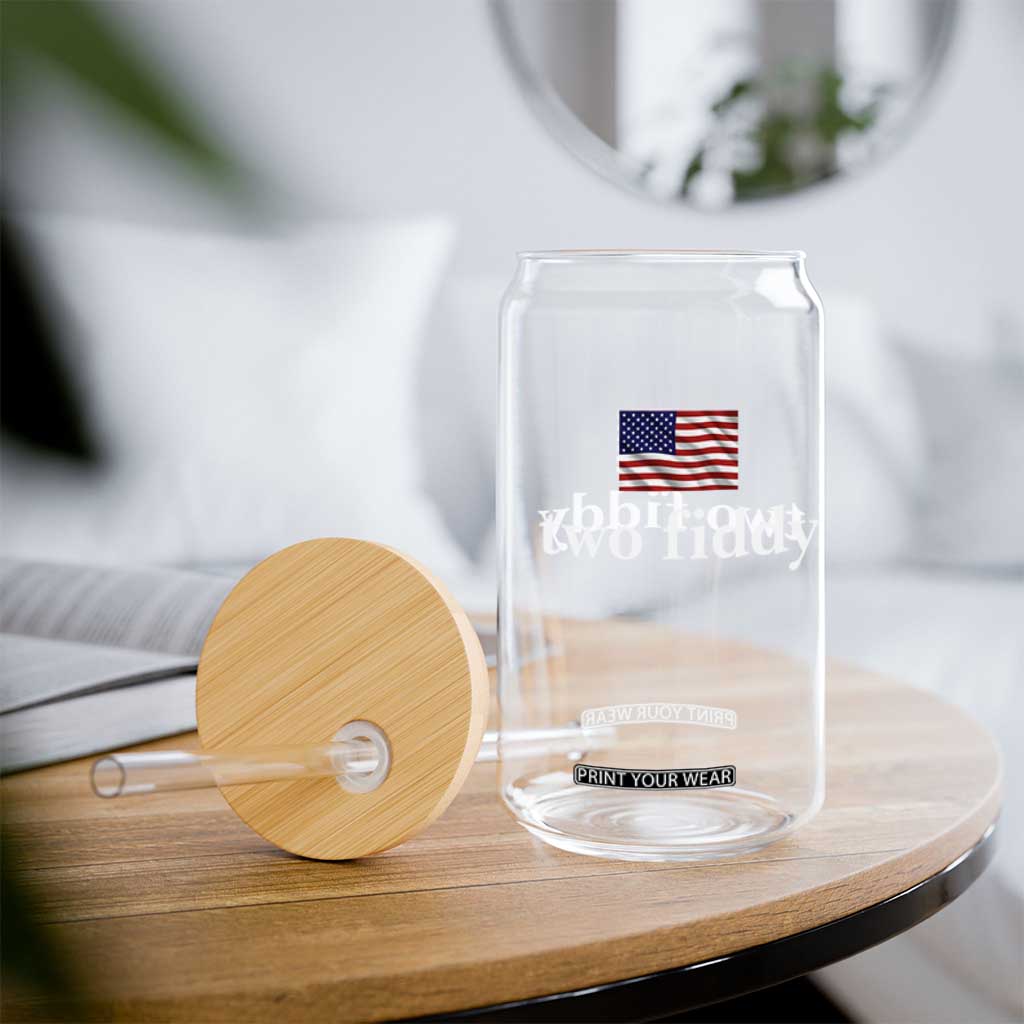 Two Fiddy America 250th Anniversary Minimalist Glass Can Funny US American Flag Slang 1776 to 2026 Semiquincentennial
