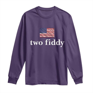 Two Fiddy America 250th Anniversary Minimalist Long Sleeve Shirt Funny US American Flag Slang 1776 to 2026 Semiquincentennial