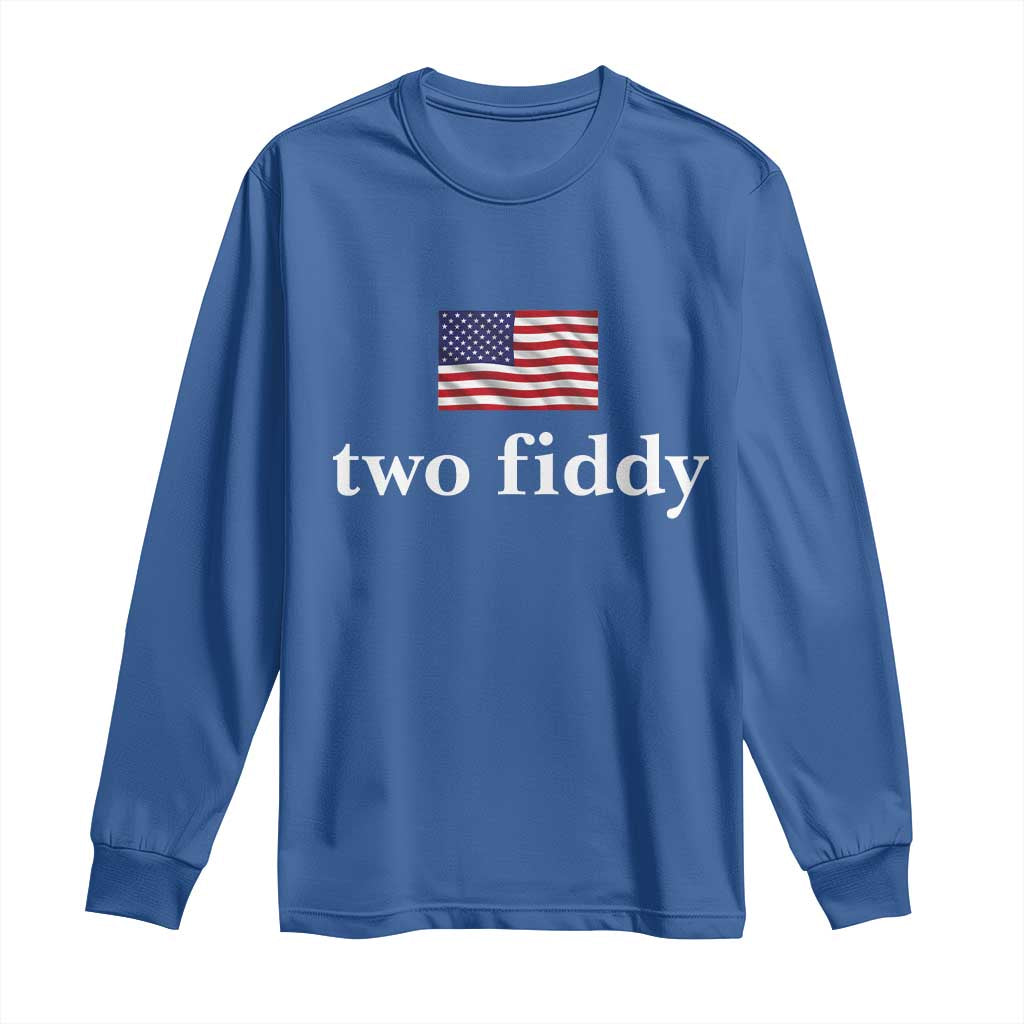 Two Fiddy America 250th Anniversary Minimalist Long Sleeve Shirt Funny US American Flag Slang 1776 to 2026 Semiquincentennial