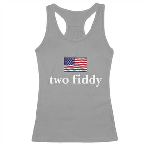 Two Fiddy America 250th Anniversary Minimalist Racerback Tank Top Funny US American Flag Slang 1776 to 2026 Semiquincentennial