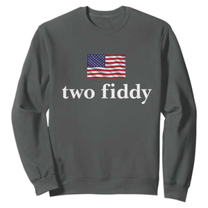 Two Fiddy America 250th Anniversary Minimalist Sweatshirt Funny US American Flag Slang 1776 to 2026 Semiquincentennial