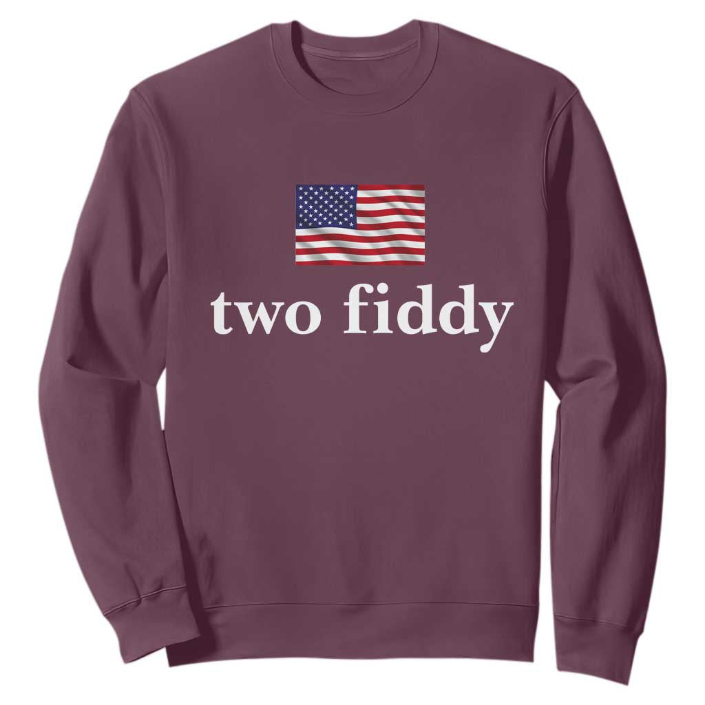 Two Fiddy America 250th Anniversary Minimalist Sweatshirt Funny US American Flag Slang 1776 to 2026 Semiquincentennial