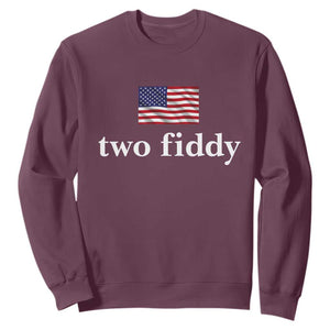 Two Fiddy America 250th Anniversary Minimalist Sweatshirt Funny US American Flag Slang 1776 to 2026 Semiquincentennial