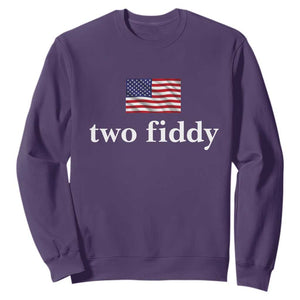 Two Fiddy America 250th Anniversary Minimalist Sweatshirt Funny US American Flag Slang 1776 to 2026 Semiquincentennial