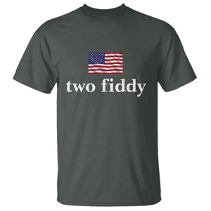 Two Fiddy America 250th Anniversary Minimalist T Shirt Funny US American Flag Slang 1776 to 2026 Semiquincentennial