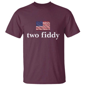 Two Fiddy America 250th Anniversary Minimalist T Shirt Funny US American Flag Slang 1776 to 2026 Semiquincentennial