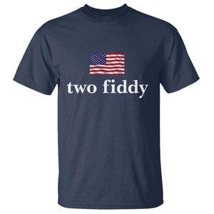 Two Fiddy America 250th Anniversary Minimalist T Shirt Funny US American Flag Slang 1776 to 2026 Semiquincentennial