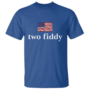 Two Fiddy America 250th Anniversary Minimalist T Shirt Funny US American Flag Slang 1776 to 2026 Semiquincentennial