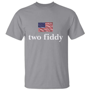 Two Fiddy America 250th Anniversary Minimalist T Shirt Funny US American Flag Slang 1776 to 2026 Semiquincentennial