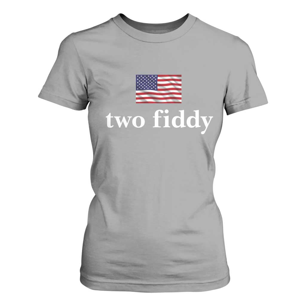 Two Fiddy America 250th Anniversary Minimalist T Shirt For Women Funny US American Flag Slang 1776 to 2026 Semiquincentennial