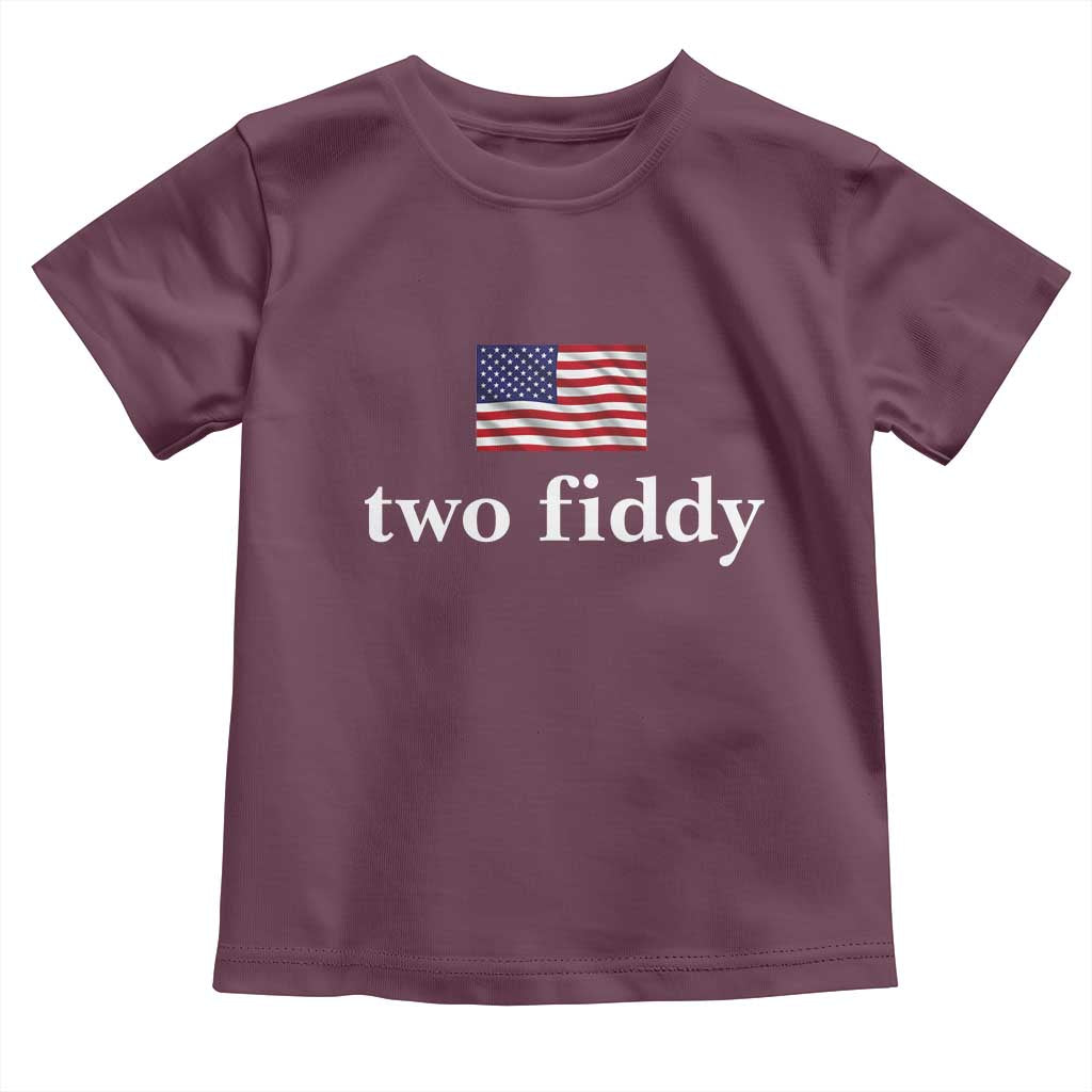 Two Fiddy America 250th Anniversary Minimalist Toddler T Shirt Funny US American Flag Slang 1776 to 2026 Semiquincentennial