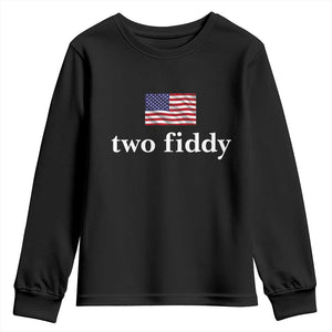 Two Fiddy America 250th Anniversary Minimalist Youth Sweatshirt Funny US American Flag Slang 1776 to 2026 Semiquincentennial