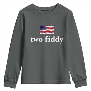 Two Fiddy America 250th Anniversary Minimalist Youth Sweatshirt Funny US American Flag Slang 1776 to 2026 Semiquincentennial