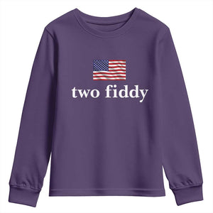 Two Fiddy America 250th Anniversary Minimalist Youth Sweatshirt Funny US American Flag Slang 1776 to 2026 Semiquincentennial
