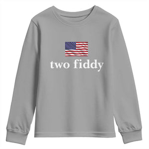 Two Fiddy America 250th Anniversary Minimalist Youth Sweatshirt Funny US American Flag Slang 1776 to 2026 Semiquincentennial