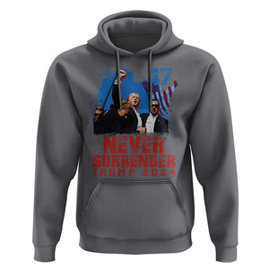 Trump Raised Fist Hoodie Never Surrender Support President 45 47 TS02 Charcoal Print Your Wear