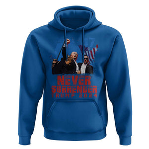 Trump Raised Fist Hoodie Never Surrender Support President 45 47 TS02 Royal Blue Print Your Wear