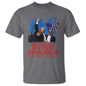 Trump Raised Fist T Shirt Never Surrender Support President 45 47 TS02 Charcoal Print Your Wear