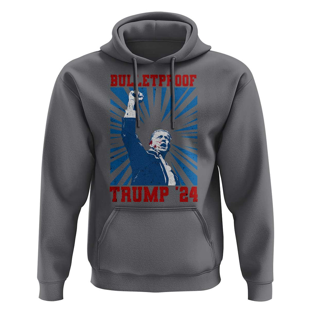 Strong Trump 2024 Hoodie Bulletproof Raised Fist Not Today President 45 47 TS02 Charcoal Print Your Wear