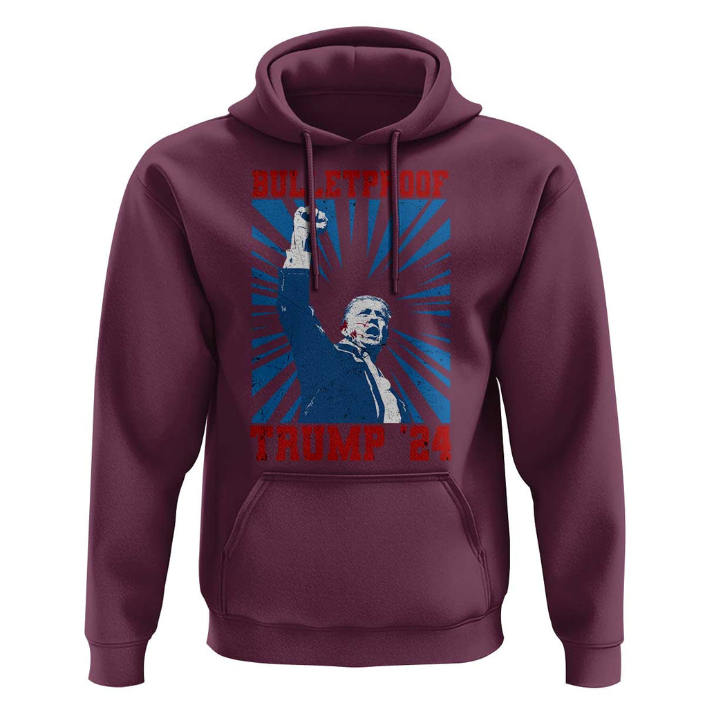 Strong Trump 2024 Hoodie Bulletproof Raised Fist Not Today President 45 47 TS02 Maroon Print Your Wear