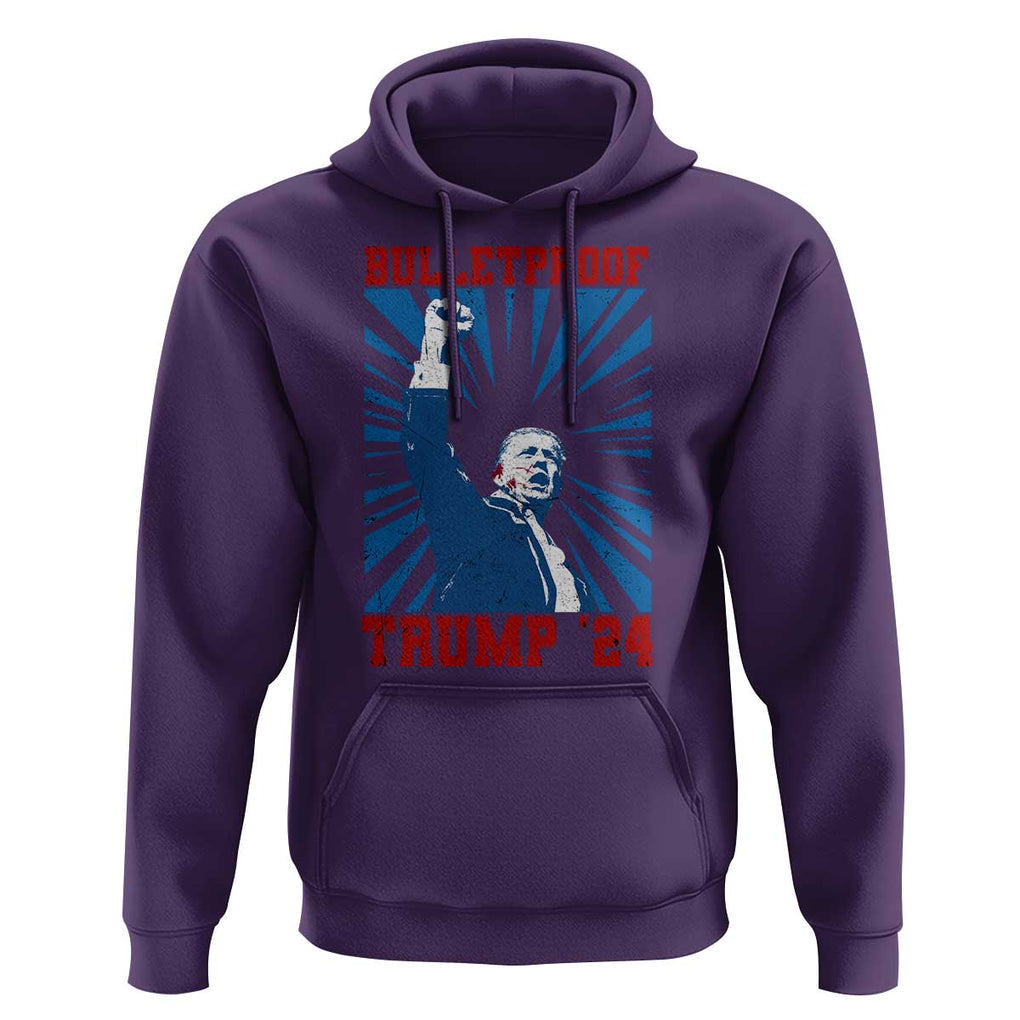 Strong Trump 2024 Hoodie Bulletproof Raised Fist Not Today President 45 47 TS02 Purple Print Your Wear