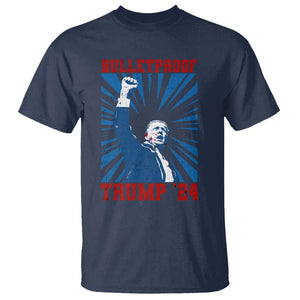 Strong Trump 2024 T Shirt Bulletproof Raised Fist Not Today President 45 47 TS02 Navy Print Your Wear