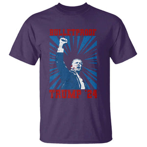 Strong Trump 2024 T Shirt Bulletproof Raised Fist Not Today President 45 47 TS02 Purple Print Your Wear