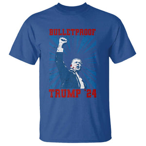 Strong Trump 2024 T Shirt Bulletproof Raised Fist Not Today President 45 47 TS02 Royal Blue Print Your Wear